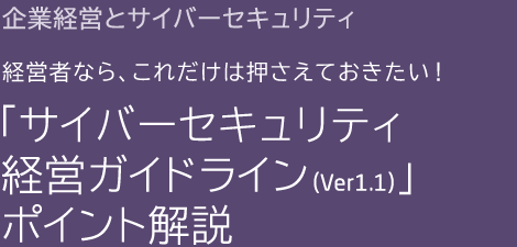第5回 企業経営とサイバーセキュリティ　経営者なら、これだけは押さえておきたい！　「サイバーセキュリティ経営ガイドライン」ポイント解説