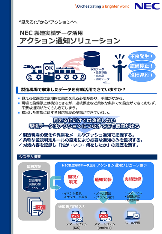 NEC 製造実績データ活用 アクション通知ソリューション