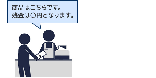 商品はこちらです。 残金は○円と